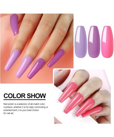 Purple Nail Varnish Sets - Pink Nail Polish Set - Quick Dry & Long Lasting Pink Glitter Nail Polish - Oil-Based Formula Nail Polish Gift Set with Top Coat No UV Need - Buy Online on GoSupps.com