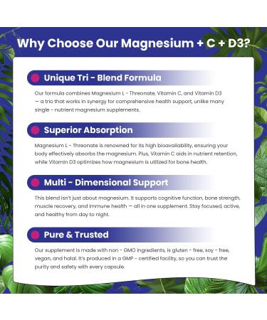 2000 mg Capsules Magnesium L-Threonate/Magnesium threonate Supplement 120 Capsules High Absorption Magnesium Supplement-Vegan to Support Stress Relief Sleep Nerves Muscles and Metabolism - Buy Online on GoSupps.com