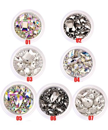 Women Diamond Gems 3D DIY Nail Decoration Crystal Nail Rhinestones Flat Bottom Crystal(02) style2 - Buy Online on GoSupps.com