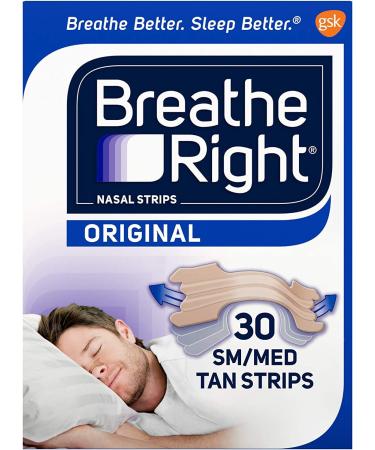 Breathe Right Nasal Strips Original Tan Small/Medium 30 ea (Pack of 6)