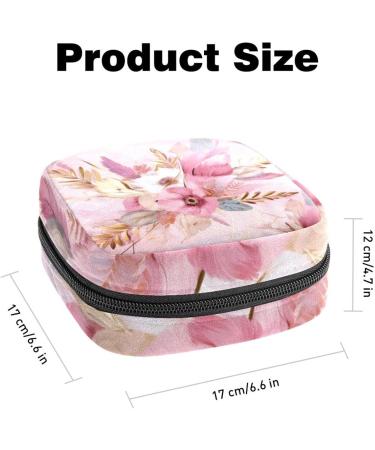 Stylish Period Bag - Feather Pink Flower Sanitary Napkin & Tampon Holder for Purse | International Shipping Available - Buy Online on GoSupps.com