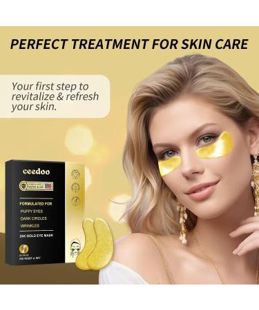 24 Pairs Gold Under Eye Patches - Hydrating Eye Gel Masks for Puffy Eyes Dark Circles & Wrinkles with Collagen & Hyaluronic Acid - Buy Online on GoSupps.com