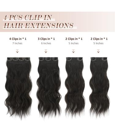 Feshfen Clip-In Extensions - 4PCs 50cm Synthetic Wavy Hair Extensions for Women - Natural Black 180g - Buy Online on GoSupps.com
