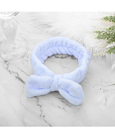Molain Bowknot Spa Headband - Coral Fleece Hair Wrap for Women | Blue Headband for Makeup, Skincare, and Sports - Buy Online on GoSupps.com