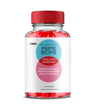 Prime Biome Gummies PrimeBiome Skin & Gut Support Gummy Formula PrimeBiome Overall Health & Wellness Vitamin B12 B6 Folic Acid Support Supplement Prime Biome Advanced Supplement Formula (60 Gummies)