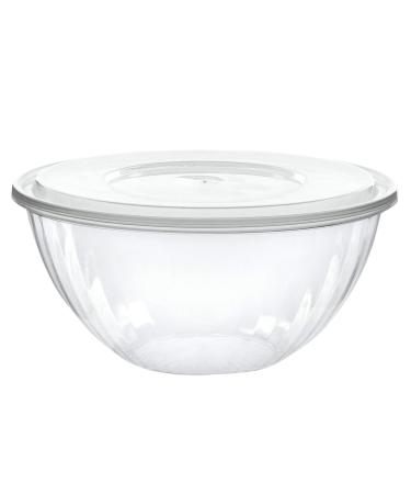 PLASTICPRO Disposable Round Crystal Clear Serving Bowls With Lids Party Snack or Salad Bowl, Plastic Clear Chip Bowls, Party Snack Bowls, Candy Dish, Salad (2, 96 OUNCE) 2 96 OUNCE