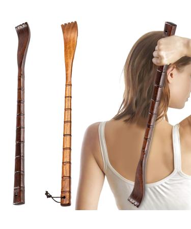 2 Piece Back Scratcher 19 Inch Smooth Wooden Back Scratcher Back Scratcher for Men and Women (Square)