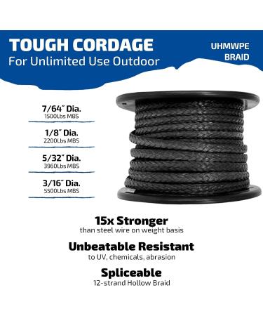 Emma Kites 100% UHMWPE Braided Cord 3/16 x 100Ft Black - Heavy Duty Abrasion Resist Utility Cord for Kitesurfing, Rigging, Spearfishing - 5500Lbs Spool - Buy Online on GoSupps.com