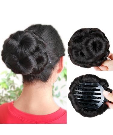 HANNE Hair Chignon Pony Tail Bun Artificial Synthetic Tress Claw In Ponytail Hair Extension Women's Hairpiece (Natural Black) 0 Natural Black