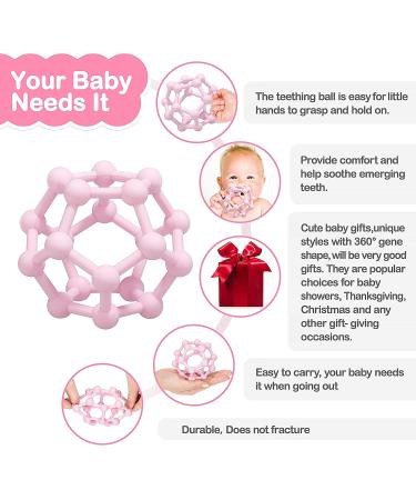 Sensory Silicone Teether Ball for Babies | Easy to Hold Stress Relief Toy | Pink Molar Teething Ball for 0+ Months - Buy Online on GoSupps.com