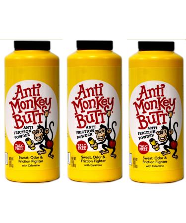 Original Anti Monkey Butt - Men's Body Powder with Talc and Calamine - Fights Friction and Absorbs Sweat - 6 Ounces - Pack of 3