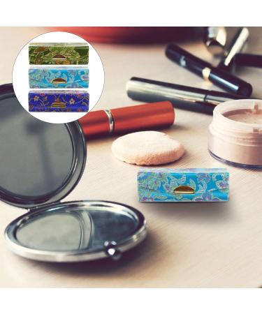 Solustre Retro Embroidery Lipstick Box - 3pcs Satin Silky Holder Case for Makeup & Jewelry Storage | Perfect Organizer for Women & Girls - Buy Online on GoSupps.com