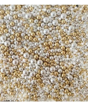 Sprinkles Edible Mix Sugar 120g/4.2oz Candy Baking Cake Decorations Cupcake Toppers Cookie Decorating Celebrations Edible Fancy Sprinkles Jimmies for Ice Cream Donut Chocolate (Gold silve white)