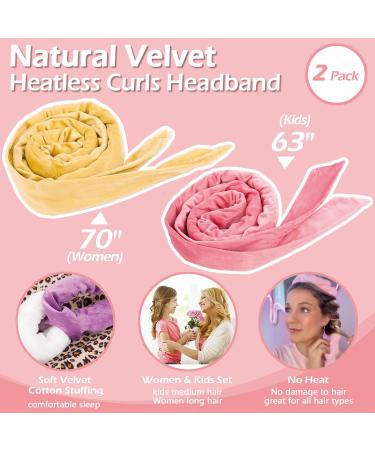 Heatless Overnight Curling Rod Set - 70 Soft Velour Hair Rollers for Long Beautiful Curls | Sleep-in Lazy Curlers in Champagne & Pink - Buy Online on GoSupps.com