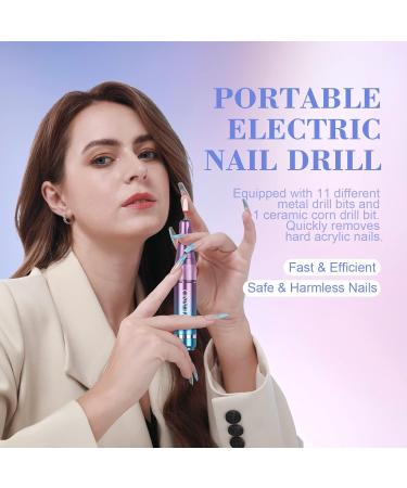 Saviland Rechargeable 40000RMP Nail Drill: Portable Electric Nail Drill Low Noise and Heat with 12 Drill Bits Electric Nail Drills for Acrylic Nails Gel Nails Professional Nail Tools 01-pink Blue Gradient Style - Buy Online on GoSupps.com