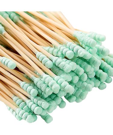 FSSTUD 200 Pcs Double Head Cotton Swabs Spiral Cotton Heads Ear Cleaning Cotton Buds Makeup Remover Swabs Cotton Tips for Cosmetics Green