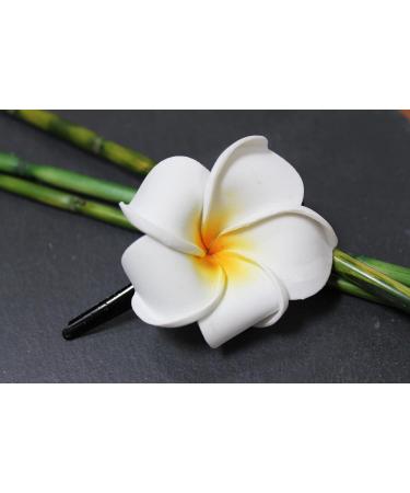 Exotic White Frangipani Flower Hair Clip - 4cm Long - International Shipping Available - Buy Online on GoSupps.com
