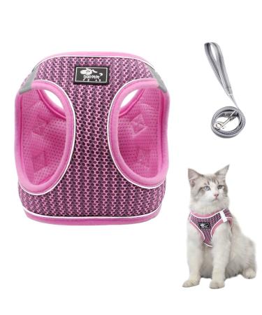 Cat dishes with a leash outbreak -proof cat leash with dishes for cats adjustable cat dishes breakout reflective tableware set for cats Small dogs (pink l) l pink