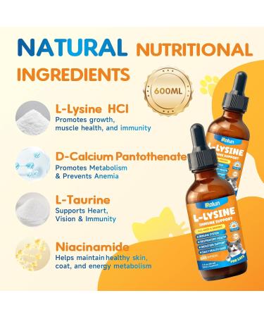 L-Lysine Supplement for Cats - Immune Support Lysine Drops of All Ages - Feline Respiratory Sneezing Runny Nose Eye Function - Boost Natural Strengthen Defenses Roast Chicken Flavor 60 ML - Buy Online on GoSupps.com