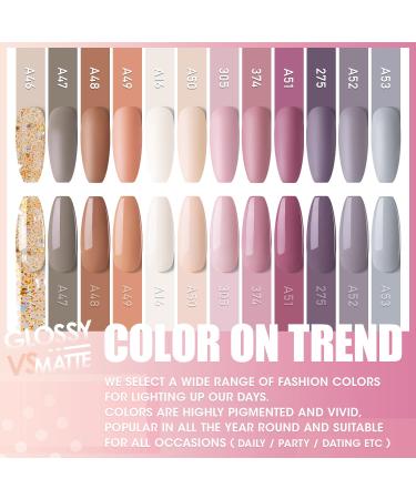 Gellen Dip Powder Nail Set - 12 Pcs Nude Grays Glitters Fall Winter Colors - Starter Kit for French Nail Art - No Lamp Needed - Buy Online on GoSupps.com