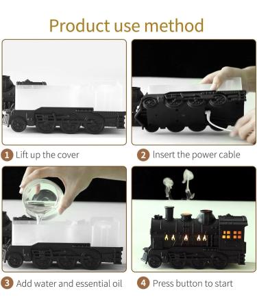 Flame Diffuser Train 300ml - Remote Control 2 Spray & Night Light Modes Perfect Humidifier for Home Office & Hotel - Yellow & White - Buy Online on GoSupps.com