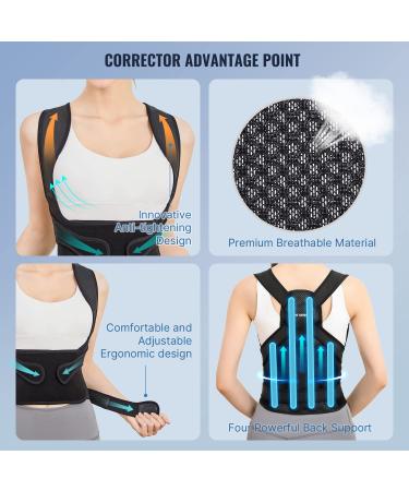 Adjustable Posture Corrector for Women and Men - Medium Size 34-41 Inch - Back Brace for Scoliosis, Hunchback, and Back Pain Relief - Buy Online on GoSupps.com