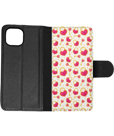 Apple iPhone 14 Plus Flip Case - Love Heart & Key Valentine's Pattern | International Shipping - Buy Online on GoSupps.com
