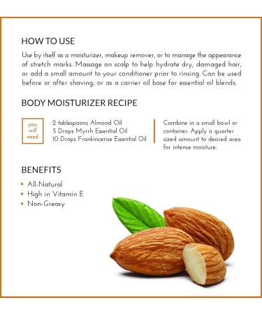 artnaturals Premium Sweet Almond Oil - (16 Fl Oz / 473ml) - 100% Natural & Pure Therapeutic Grade Unrefined Carrier and Massage Oil for Hair Body and Skin or Diluting Aromatherapy Essential Oils - Buy Online on GoSupps.com