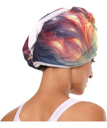 Rainbow Feather Hair Towel 2 Pack | Super Absorbent Quick Dry Hair Turbans for Women & Girls | Stylish & Functional Head Towel - Buy Online on GoSupps.com