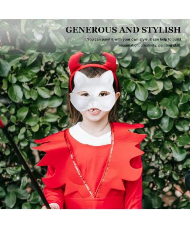 ABOOFAN White Cat Mask - Unpainted DIY Half Face Therian Halloween Mask for Masquerade - International Shipping Available - Buy Online on GoSupps.com