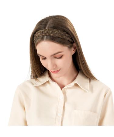 Bobiya 5 Strand Synthetic Hair Braided Headband - Classic Chunky Wide Braids for Women & Girls in Dark Brown | Elastic Stretch Hair Part - Buy Online on GoSupps.com