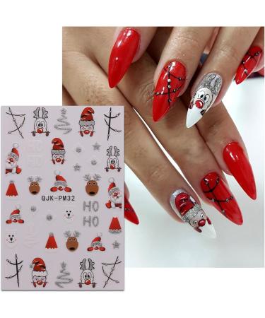 JMEOWIO 10 Sheets Glitter Christmas Nail Art Stickers Decals Self-Adhesive Snowflake Tree Winter Holiday Nail Supplies Nail Art Design Decoration Accessories - Buy Online on GoSupps.com