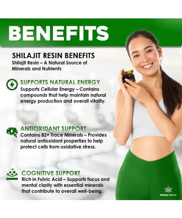 Native Rems Himalayan Shilajit Resin Pure & Lab-Tested with High Fulvic Acid and Essential Minerals Organic Vegan Non-GMO Natural Energy & Wellness Support - Buy Online on GoSupps.com