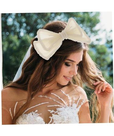 Beavorty 1PC bow hairpin wedding headpiece for bride Large Hair Bows Hair Bows Clips hair barrettes for women wedding hair clips for brides Headdress white plastic crocodile skin girl pearl - Buy Online on GoSupps.com