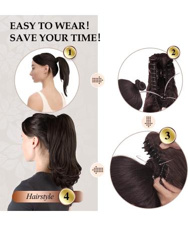 Sofeiyan 13 Long Curly Ponytail Extension | Dark Blonde to Bleach Blonde | Clip-in Claw Hairpiece for Women - Buy Online on GoSupps.com