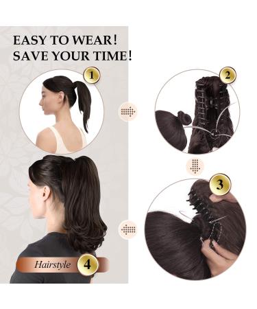 Sofeiyan 33cm Curly Ponytail Extension - Natural Looking Clip-In Hairpiece for Women - Dark Brown & Strawberry Blonde Mix - Buy Online on GoSupps.com