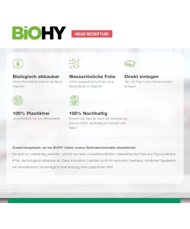 Biohy All-in-One Dishwasher Tabs (80 Pack) | Phosphate-Free | Powerful Eco-Friendly Dish Cleaning for Stubborn Grease & Food Residues - Buy Online on GoSupps.com