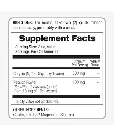 FITO MEDIC'S Chrysin 500mg with Passion Flower - 120 Capsules | Ultra High Absorption - Buy Online on GoSupps.com