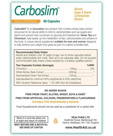 HealthAid Carboslim Phase 2- 60 Capsules | Effective Carb Blocker for Weight Management - Buy Online on GoSupps.com