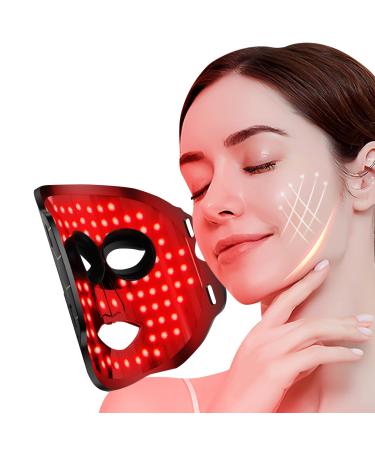 Red Light Therapy for Face and Neck Infrared LED Lamp Face Mask Belt Red Yellow Blue etc. 7 colors Light Therapy Device Skin Care Facial Treatment Mask Skincare Tool Black