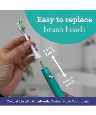 GuruNanda Cruiser Replacement Brush Heads (Pack of 6) | Compatible with Sonic Toothbrushes | Round Soft Bristles for Plaque Control & Teeth Whitening | IPRX Waterproof - Buy Online on GoSupps.com