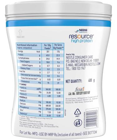 Nestle Resource High Protein - 400g Tin (Vanilla Flavor) - Buy Online on GoSupps.com
