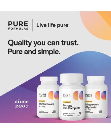 Ferrous Iron Complete: 29 mg Iron Supplement Iron with Vitamin C, Vitamin B12, B6, Thiamin and Folate Blood Support Supplement for Men & Women Without GI Side Effects - 60 Capsules - Buy Online on GoSupps.com