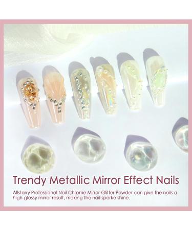 Allstarry Chrome Nail Powder Set - 4Pcs White Pearl Holographic Glitter for DIY Manicure - Iridescent Metallic Mirror Effect - Perfect Gifts for Women - Buy Online on GoSupps.com