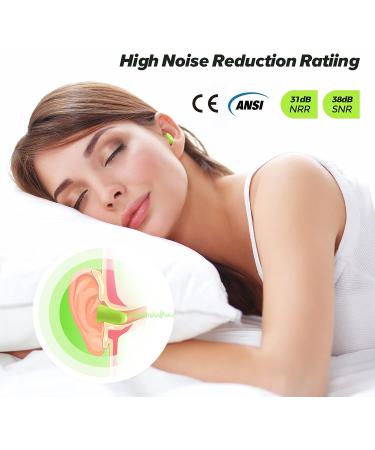 60 Pairs Bright Green Ear Plugs for Sleeping, Noise Cancelling - 38dB SNR Reduction - Ultra Soft Foam, Ideal for Snoring, Work, Travel, Shooting - High-Quality Sound Protection - Buy Online on GoSupps.com