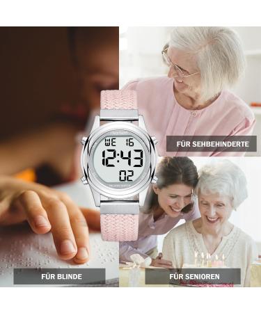 Hearkent Digital Speaking Watch for Women - LCD Big Numbers German Voice Ideal for Visually Impaired & Seniors - Stylish Black Design - Buy Online on GoSupps.com