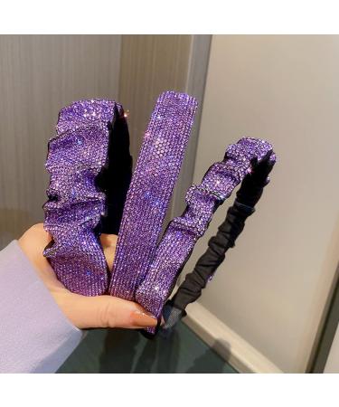 Jumwrit Rhinestone Purple Glitter Wide Headband - Non-Slip Wave Shape Hair Hoop for Women & Girls - Buy Online on GoSupps.com