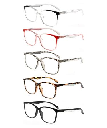 Eyekepper 5 Packing Reading Glasses Women Large Frame Readers Men +2.25 5pcs-mix 2.25 Diopters