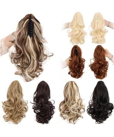 Ponytail Extensions Resistant Fiber Wavy Ponytail Hair Extensions Synthetic Wavy Ponytail Extensions Medium Length Claw Clip in Ponytail Hairpieces Heat for Women(Color:007) - Buy Online on GoSupps.com