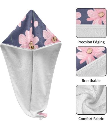 Buy Pink Daisy Flower Hair Towel 2 Pack - Super Absorbent Quick Dry Hair Turbans for Women & Girls - Buy Online on GoSupps.com